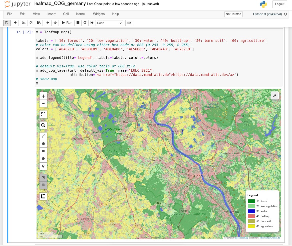 Visualisierung von actinia-Daten in Leafmap